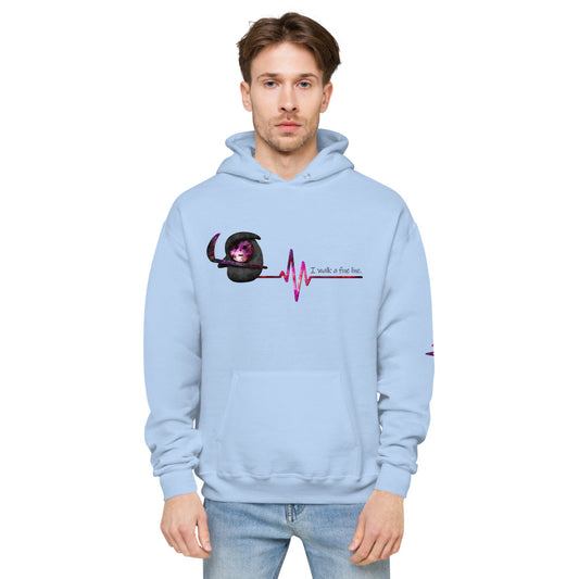 I Walk a Fine Line Hoodie: Pink, Grey, Light Blue