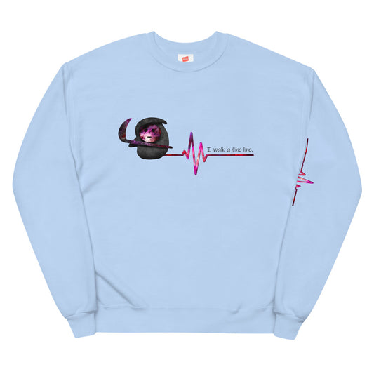 I Walk a Fine Line Sweatshirt: White, Pink, Grey, Light Blue